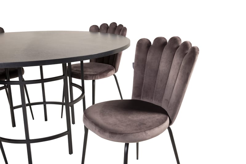 Spisegruppe Möbelfashion Copenhagen spisegruppe 140 cm rund med 4 Limhamn-stole Sort/Grå - Møbler - Borde - Spisebordssæt