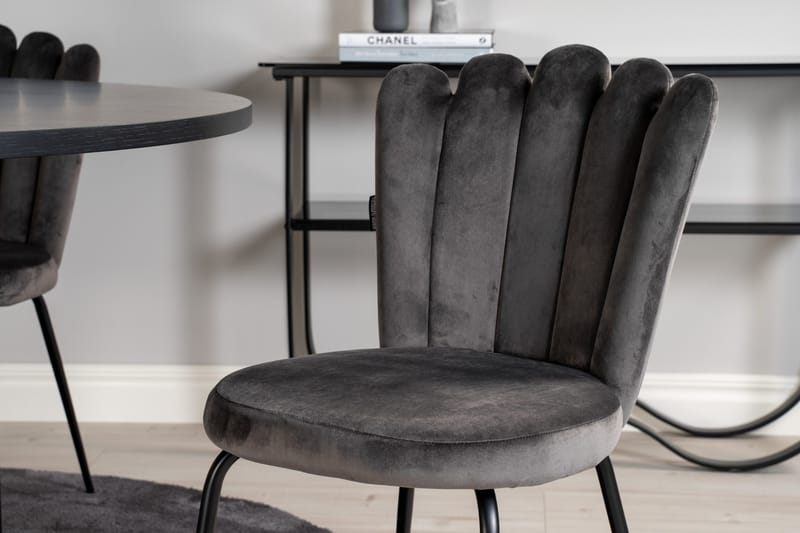 Spisegruppe Möbelfashion Copenhagen spisegruppe 140 cm rund med 4 Limhamn-stole Sort/Grå - Møbler - Borde - Spisebordssæt