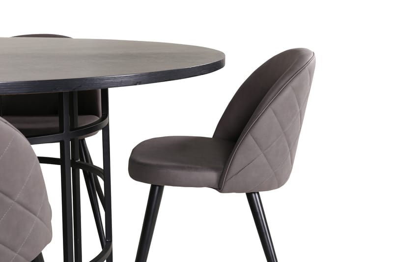 Spisegruppe Möbelfashion Copenhagen spisegruppe 140 cm rund med 4 Velvet-stole Sort/Grå - Møbler - Borde - Spisebordssæt