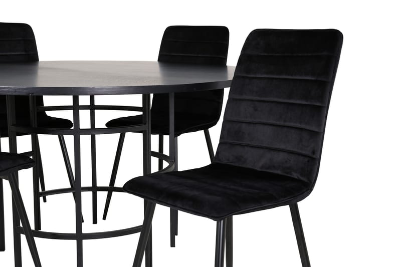 Spisegruppe Möbelfashion Copenhagen spisegruppe 140 cm rund med 4 Windu Lyx-stole Sort - Møbler - Borde - Spisebordssæt