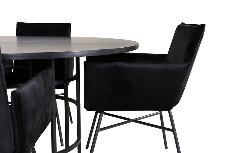 Spisegruppe Möbelfashion Copenhagen spisegruppe 140 cm rund med 4 Petra-stole Sort - Møbler - Borde - Spisebordssæt