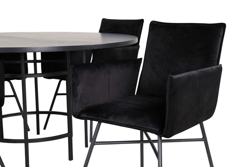 Spisegruppe Möbelfashion Copenhagen spisegruppe 140 cm rund med 4 Petra-stole Sort - Møbler - Borde - Spisebordssæt