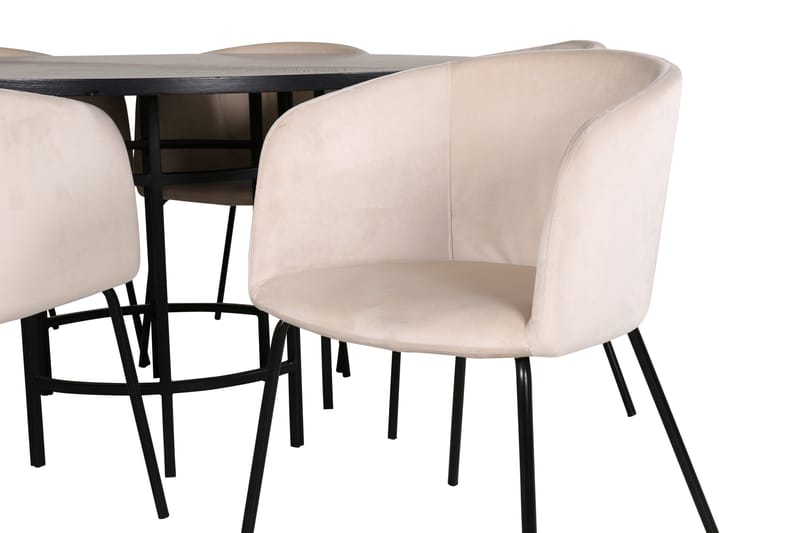 Spisegruppe Möbelfashion Copenhagen spisegruppe 140 cm rund med 6 Berit-stole Beige - Møbler - Borde - Spisebordssæt