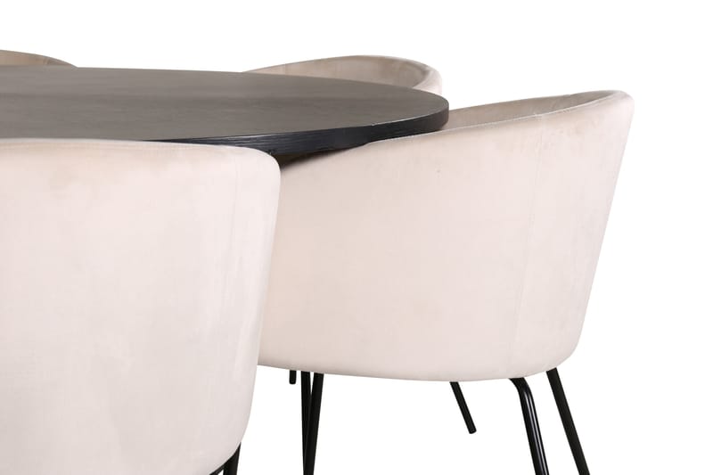 Spisegruppe Möbelfashion Copenhagen spisegruppe 140 cm rund med 6 Berit-stole Beige - Møbler - Borde - Spisebordssæt