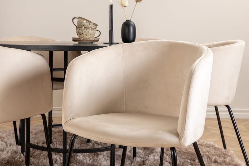 Spisegruppe Möbelfashion Copenhagen spisegruppe 140 cm rund med 6 Berit-stole Beige - Møbler - Borde - Spisebordssæt