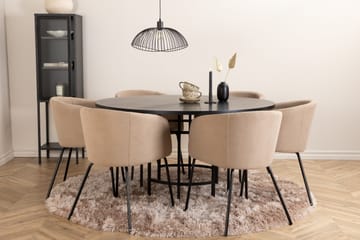 Spisegruppe Möbelfashion Copenhagen spisegruppe 140 cm rund med 6 Berit-stole Beige/Sort - Møbler - Borde - Spisebordssæt
