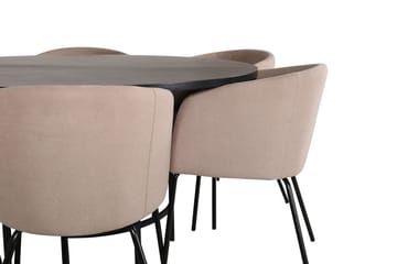 Spisegruppe Möbelfashion Copenhagen spisegruppe 140 cm rund med 6 Berit-stole Beige/Sort - Møbler - Borde - Spisebordssæt