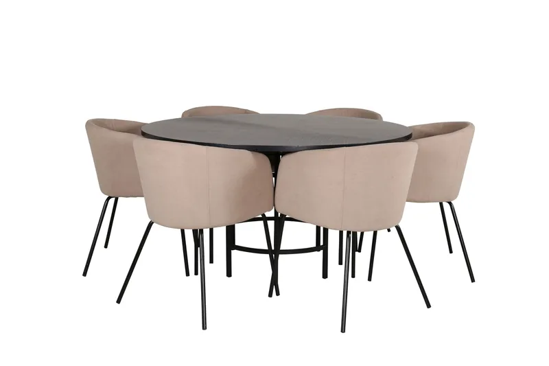 Spisegruppe Möbelfashion Copenhagen spisegruppe 140 cm rund med 6 Berit-stole Beige/Sort, undefined