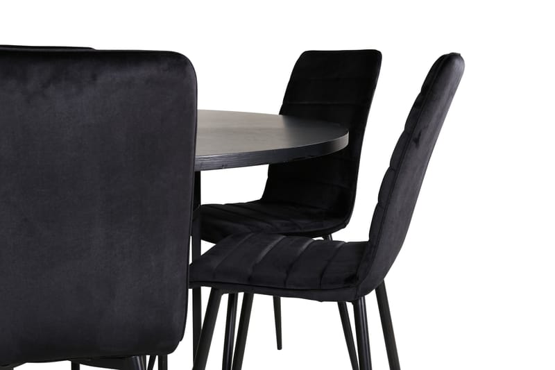 Spisegruppe Möbelfashion Copenhagen spisegruppe 140 cm rund med 6 Windu Lyx-stole Sort - Møbler - Borde - Spisebordssæt