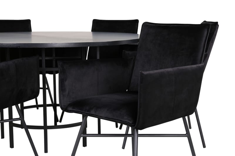 Spisegruppe Möbelfashion Copenhagen spisegruppe 140 cm rund med 6 Petra-stole Sort - Møbler - Borde - Spisebordssæt