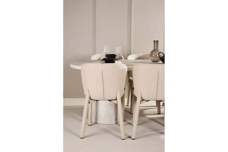 Spisegruppe Narvik 100x200 cm Beige med 6 stk Astoria Stole Beige - Beige - Møbler - Borde - Spisebordssæt