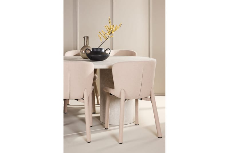Spisegruppe Narvik 100x200 cm Beige med 6 stk Astoria Stole Beige - Beige - Møbler - Borde - Spisebordssæt