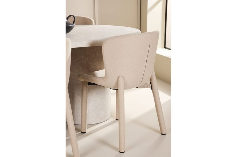 Spisegruppe Narvik 100x200 cm Beige med 6 stk Astoria Stole Beige - Beige - Møbler - Borde - Spisebordssæt