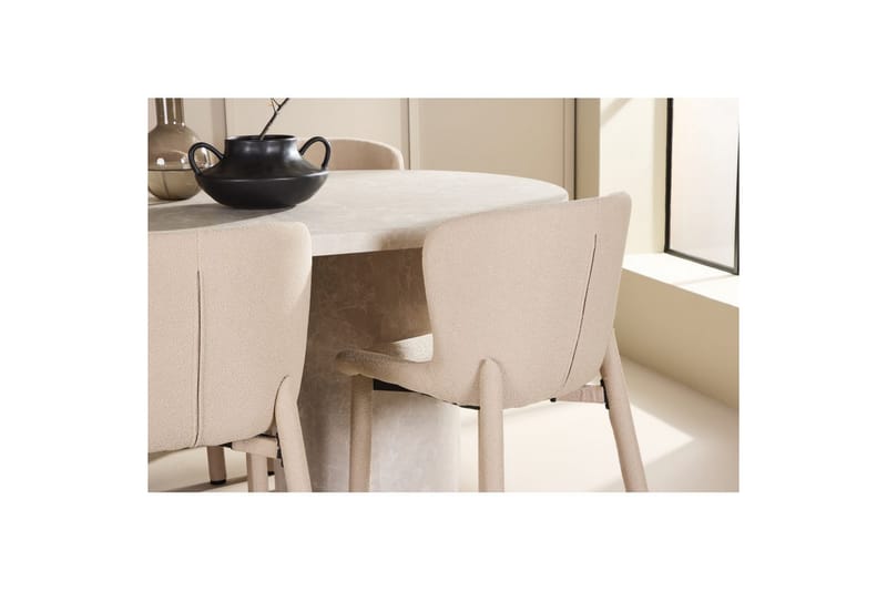 Spisegruppe Narvik 100x200 cm Beige med 6 stk Astoria Stole Beige - Beige - Møbler - Borde - Spisebordssæt