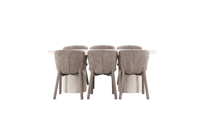 Spisegruppe Narvik 100x200 cm Beige med 6 stk Astoria Stole Brun - Brun - Møbler - Borde - Spisebordssæt