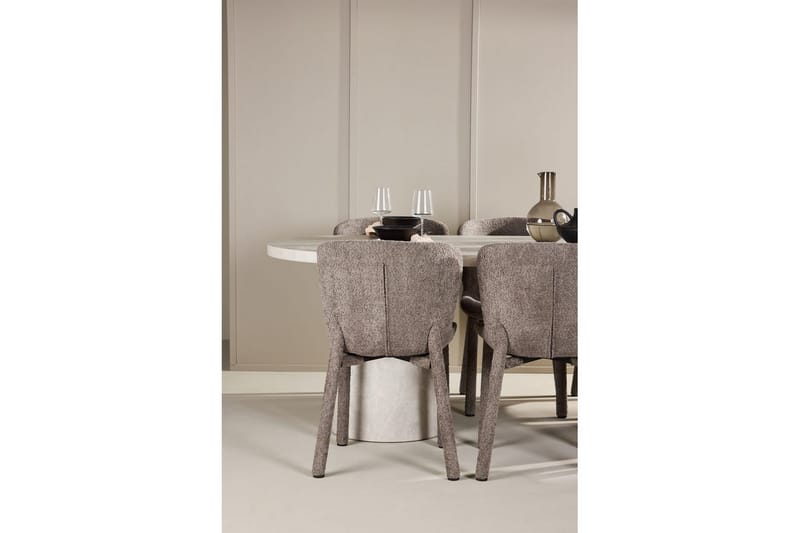 Spisegruppe Narvik 100x200 cm Beige med 6 stk Astoria Stole Brun - Brun - Møbler - Borde - Spisebordssæt