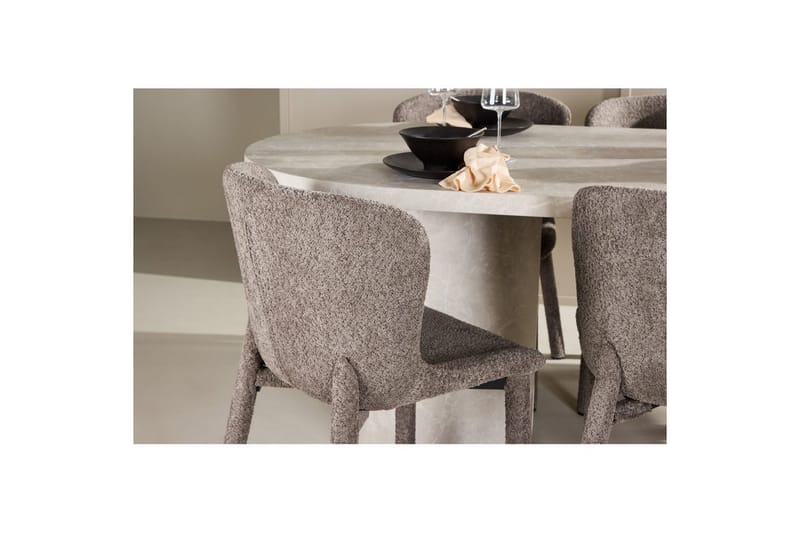 Spisegruppe Narvik 100x200 cm Beige med 6 stk Astoria Stole Brun - Brun - Møbler - Borde - Spisebordssæt