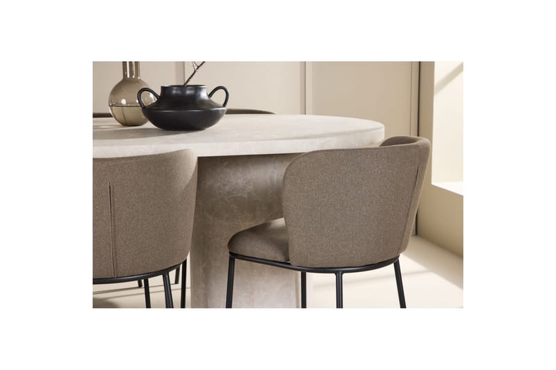 Spisegruppe Narvik 100x200 cm Beige med 6 stk Edina Stole Sort / Brun - Sort / Brun - Møbler - Borde - Spisebordssæt