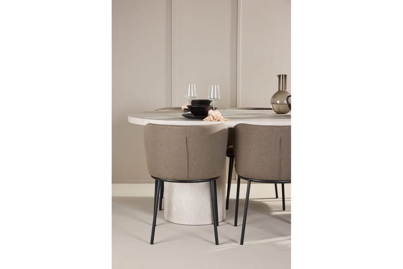 Spisegruppe Narvik 100x200 cm Beige med 6 stk Edina Stole Sort / Brun - Sort / Brun - Møbler - Borde - Spisebordssæt