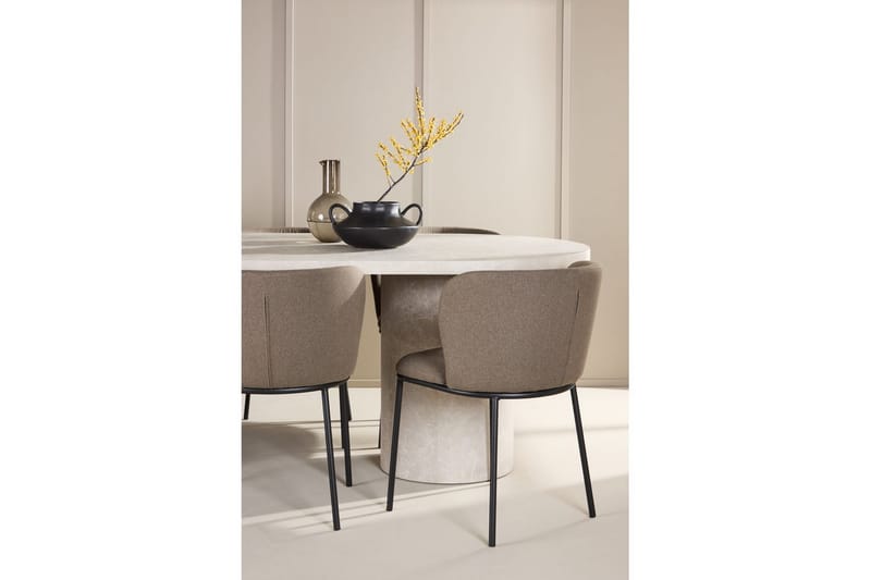 Spisegruppe Narvik 100x200 cm Beige med 6 stk Edina Stole Sort / Brun - Sort / Brun - Møbler - Borde - Spisebordssæt