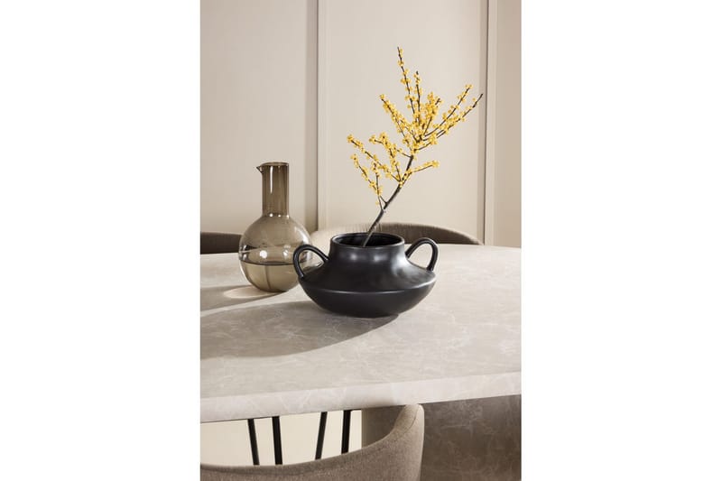 Spisegruppe Narvik 100x200 cm Beige med 6 stk Edina Stole Sort / Brun - Sort / Brun - Møbler - Borde - Spisebordssæt