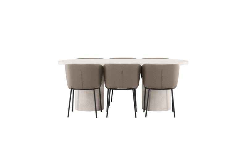 Spisegruppe Narvik 100x200 cm Beige med 6 stk Edina Stole Sort / Brun - Sort / Brun - Møbler - Borde - Spisebordssæt