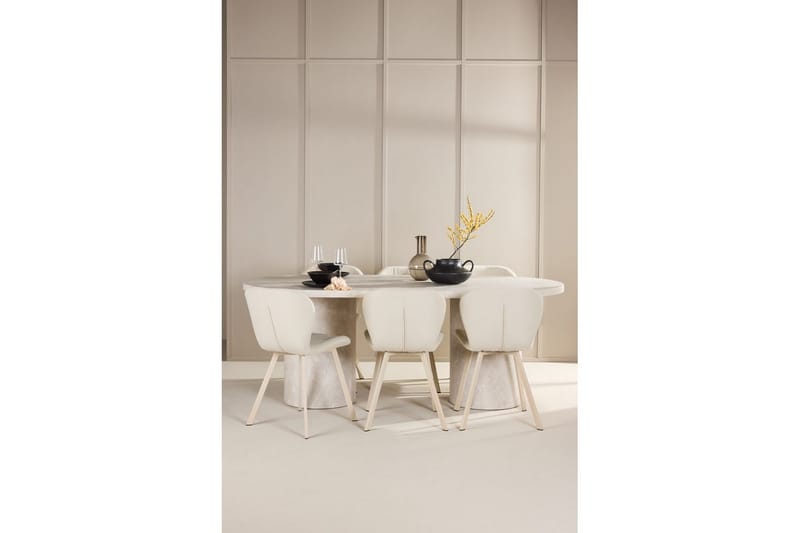 Spisegruppe Narvik 100x200 cm Beige med 6 stk Lilja Stole - Møbler - Borde - Spisebordssæt