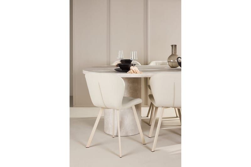 Spisegruppe Narvik 100x200 cm Beige med 6 stk Lilja Stole - Møbler - Borde - Spisebordssæt