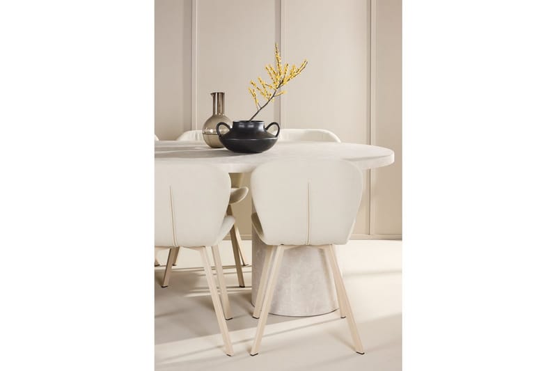 Spisegruppe Narvik 100x200 cm Beige med 6 stk Lilja Stole - Møbler - Borde - Spisebordssæt