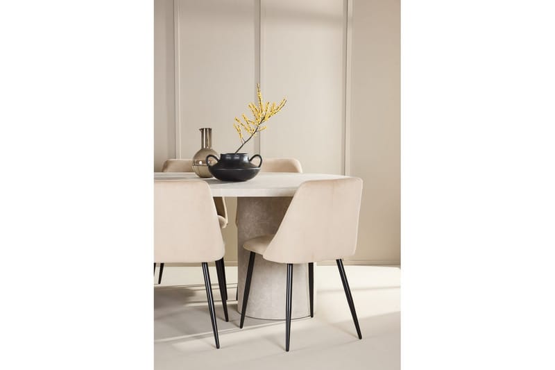 Spisegruppe Narvik 100x200 cm Beige med 6 stk Night Stole - Møbler - Borde - Spisebordssæt