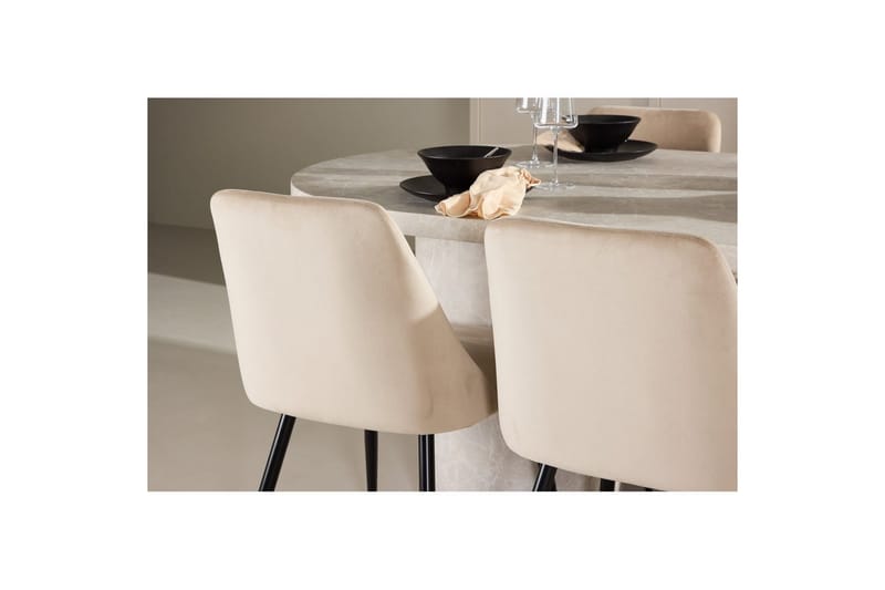 Spisegruppe Narvik 100x200 cm Beige med 6 stk Night Stole - Møbler - Borde - Spisebordssæt