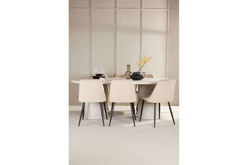 Spisegruppe Narvik 100x200 cm Beige med 6 stk Night Stole - Møbler - Borde - Spisebordssæt