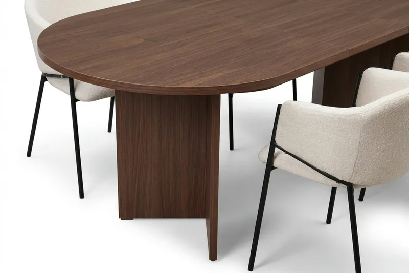 Spisegruppe Nordure Dano udtrækkeligt spisebord 160-200 cm med 6 Filip spisebordsstole Vit - Møbler - Borde - Spisebordssæt