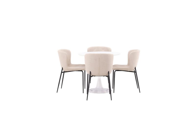 Spisegruppe Rundt spisebordssæt Hamden, Modesto Beige - Beige - Møbler - Borde - Spisebordssæt