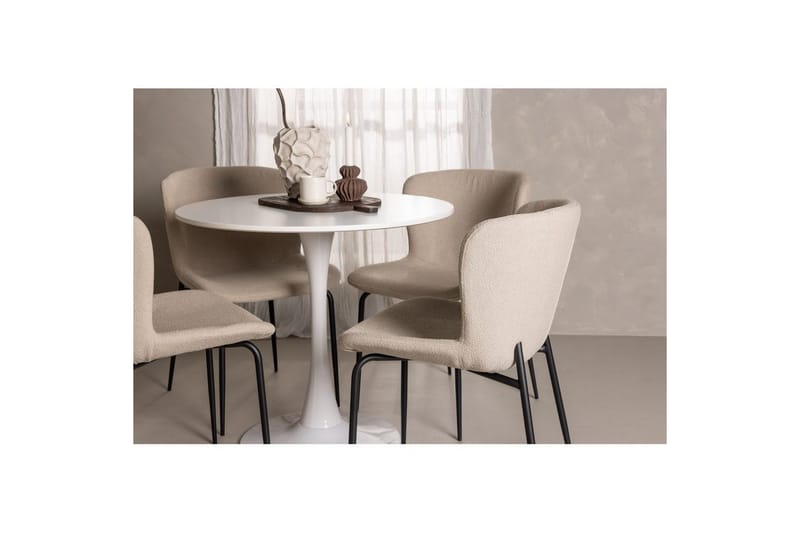 Spisegruppe Rundt spisebordssæt Hamden, Modesto Beige - Beige - Møbler - Borde - Spisebordssæt