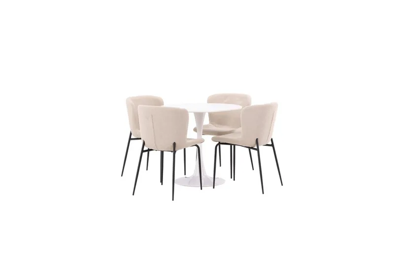 Spisegruppe Rundt spisebordssæt Hamden, Modesto Beige, Beige