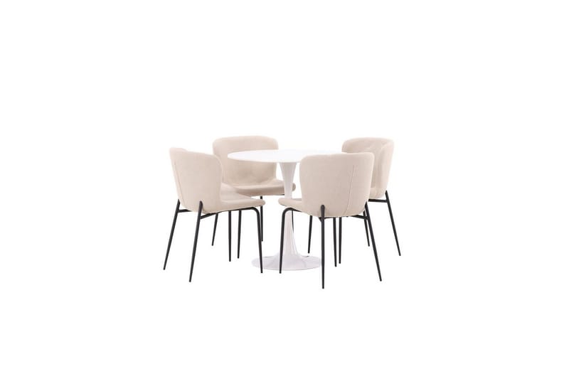 Spisegruppe Rundt spisebordssæt Hamden, Modesto Beige - Beige - Møbler - Borde - Spisebordssæt