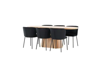 Spisegruppe Stjärnö 200x90 cm natur med 6 Edina stole - Møbler - Borde - Spisebordssæt