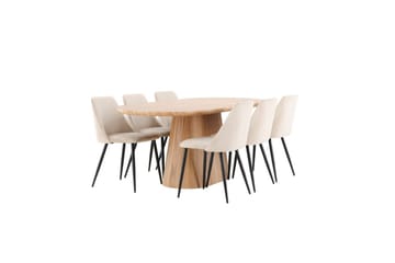 Spisegruppe Stjärnö 200x90 cm natur med 6 Night stole - Møbler - Borde - Spisebordssæt