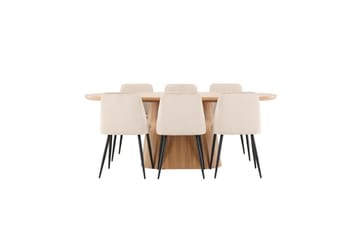 Spisegruppe Stjärnö 200x90 cm natur med 6 Night stole - Møbler - Borde - Spisebordssæt