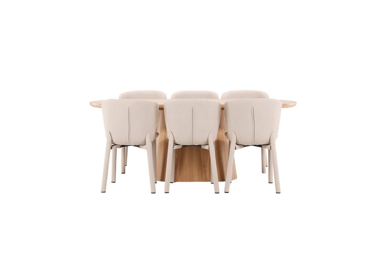 Spisegruppe Stjärnö 200x90 cm Natur med 6 stk. Astoria Stole Beige - Beige - Møbler - Borde - Spisebordssæt