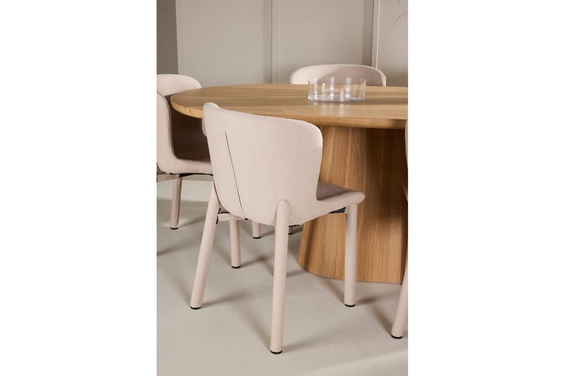 Spisegruppe Stjärnö 200x90 cm Natur med 6 stk. Astoria Stole Beige - Beige - Møbler - Borde - Spisebordssæt