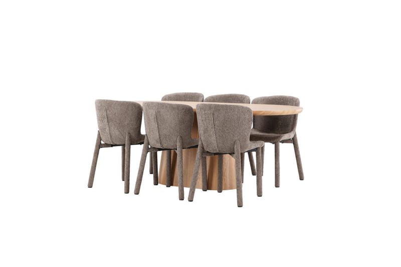 Spisegruppe Stjärnö 200x90 cm Natur med 6 stk. Astoria Stole Brun - Brun - Møbler - Borde - Spisebordssæt