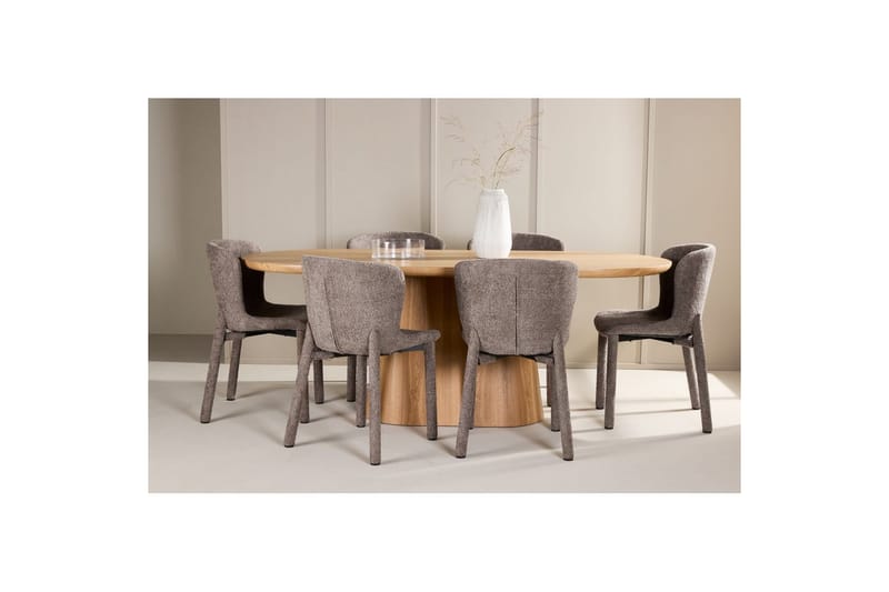 Spisegruppe Stjärnö 200x90 cm Natur med 6 stk. Astoria Stole Brun - Brun - Møbler - Borde - Spisebordssæt