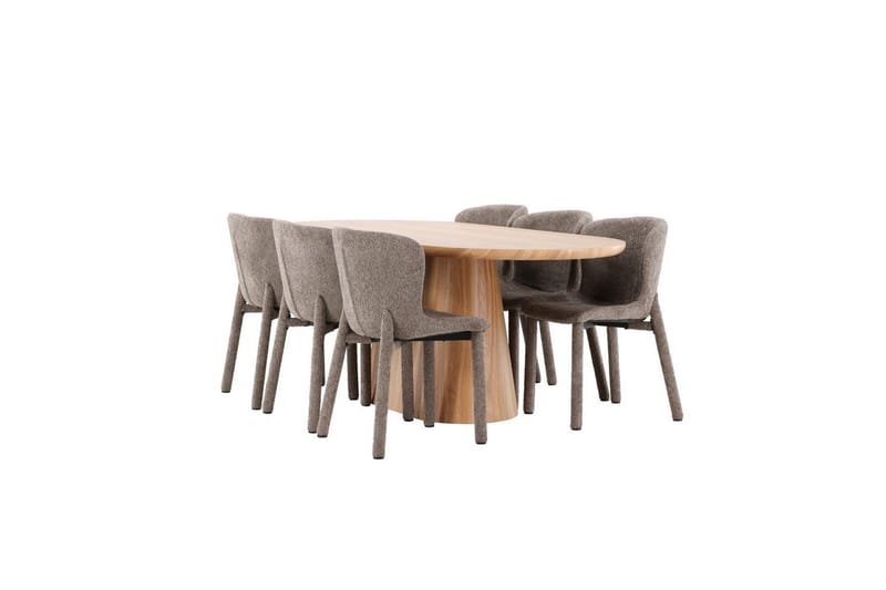 Spisegruppe Stjärnö 200x90 cm Natur med 6 stk. Astoria Stole Brun - Brun - Møbler - Borde - Spisebordssæt