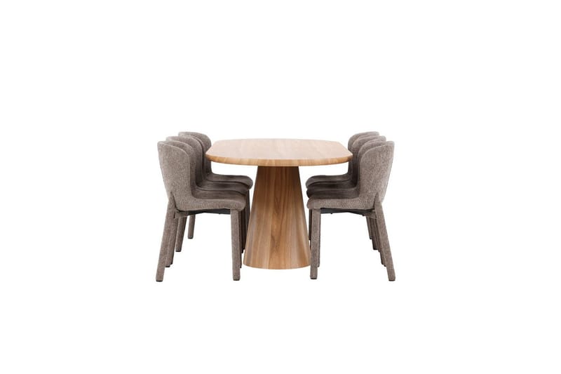 Spisegruppe Stjärnö 200x90 cm Natur med 6 stk. Astoria Stole Brun - Brun - Møbler - Borde - Spisebordssæt