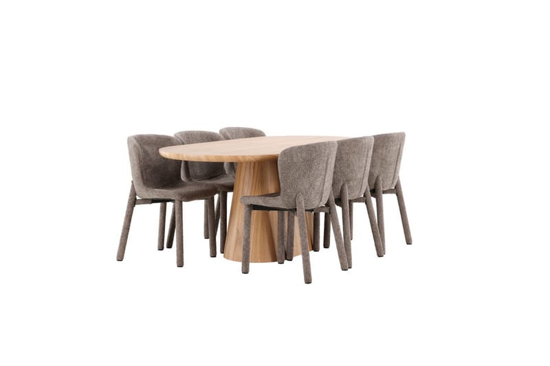 Spisegruppe Stjärnö 200x90 cm Natur med 6 stk. Astoria Stole Brun - Brun - Møbler - Borde - Spisebordssæt