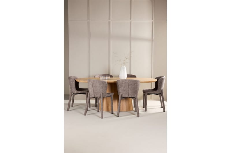Spisegruppe Stjärnö 200x90 cm Natur med 6 stk. Astoria Stole Brun - Brun - Møbler - Borde - Spisebordssæt