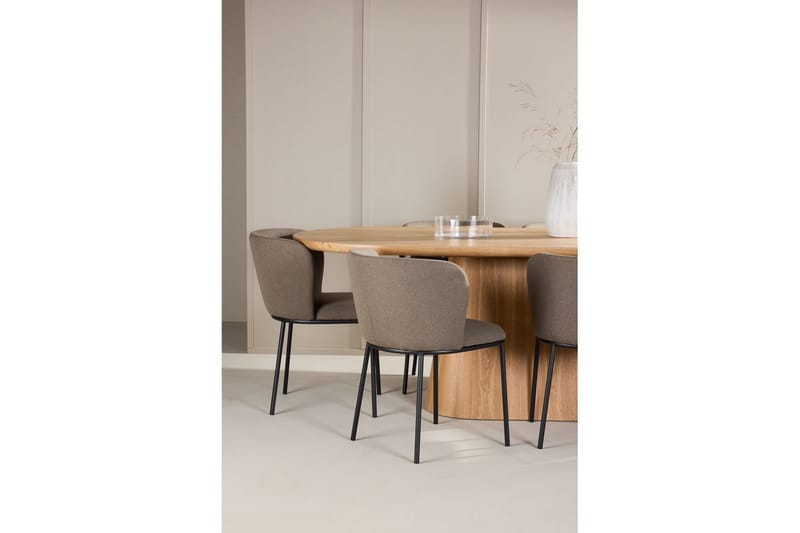 Spisegruppe Stjärnö 200x90 cm Natur med 6 stk. Edina Stole Sort / Brun - Sort / Brun - Møbler - Borde - Spisebordssæt