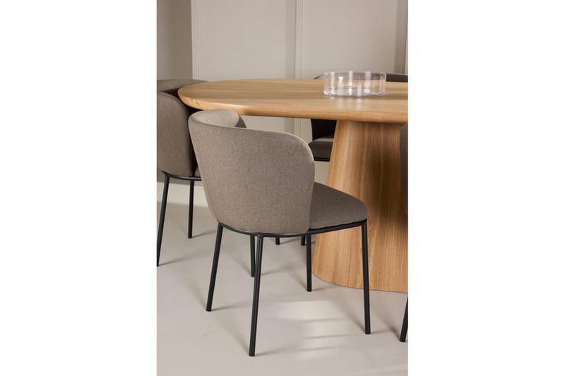 Spisegruppe Stjärnö 200x90 cm Natur med 6 stk. Edina Stole Sort / Brun - Sort / Brun - Møbler - Borde - Spisebordssæt